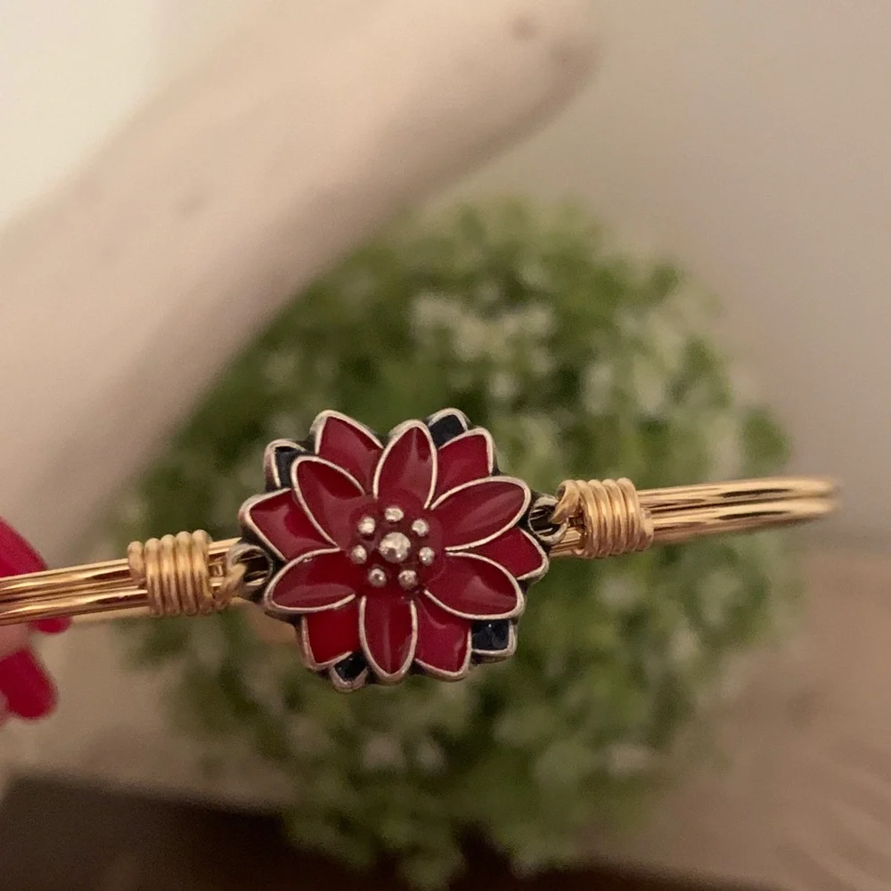 Luca + Danni Gold Bracelet with Poinsettia Flower